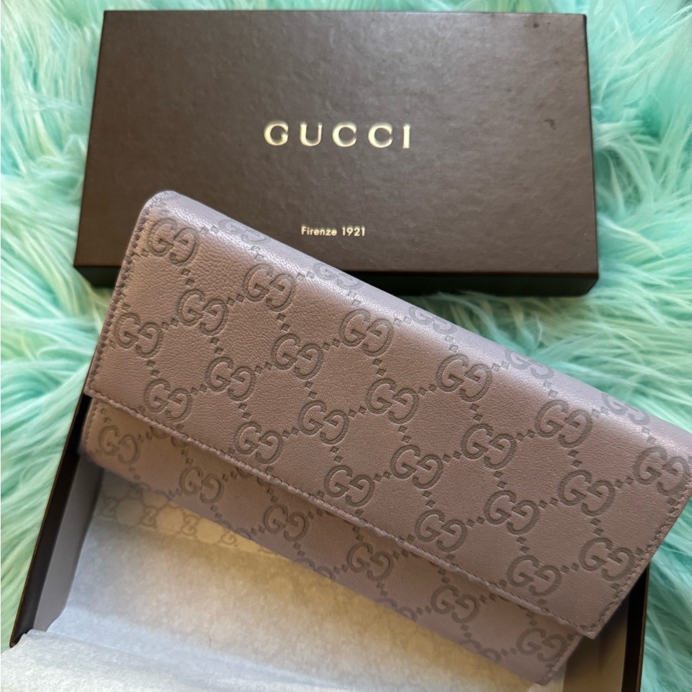 NEW Gucci Continental Snap Closure Wallet, Purple w/ Gift Box